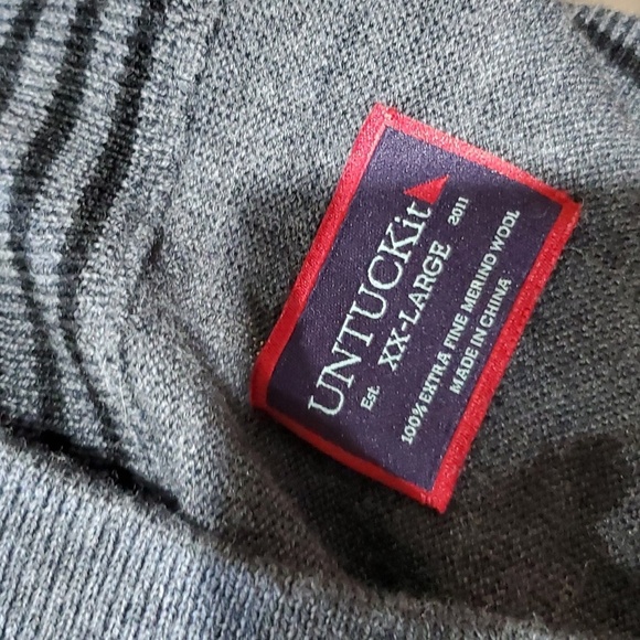 Untuckit merino wool charcoal Grey knit long sleeve sweater 1/4 zip - Picture 5 of 5